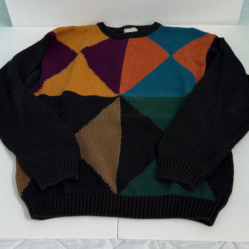 Vintage Colorful Geometric Pattern Men's Sweater